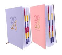FONDOTIN 2pcs Academic Planner Notebook Portable Household Organizer with Daily Schedule Calendar Pink and Purple for Office Notes and Memo Management