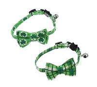 FONDOTIN 2pcs Adjustable Bell Cat Collars St Patrick's Day Decorative Accessories for Pets Comfortable Present for Cats Holidays and Special Occasions