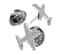 FONDOTIN 2Pcs Airplane Shape Brooch Button Pins for Womens Shirts Invisible No Sew Safety Pins to Prevent Accidental Exposure Lightweight Fixed Brooches for Clothes and Dresses