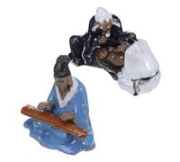 FONDOTIN 2pcs Ancient Chess and Music Ceramic Bonsai Pot Sculptures Miniature Landscape Aquarium Ornament for Fish Tank Scenery Elegant Micro Garden Decoration for Home and Office