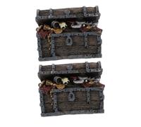 FONDOTIN 2pcs Aquarium Decor Underwater Treasure Chest Resin Aquarium Adornment Fishtank Decor Tank Ornaments Fish Tank Decorative Ornaments