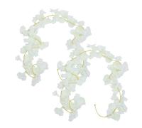 FONDOTIN 2pcs Artificial Cherry Blossom Garland Floral Vine No-fade Hanging Flowers for Wedding Party Home Decor Spring Celebration Decoration White