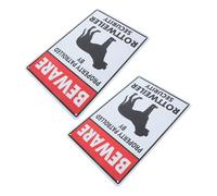 FONDOTIN 2pcs Beware of Dog Sign Metal Warning Signs for Outdoor Use with Clear Letters Property Protection by Rottweiler for Patios Walls Gates to Deter Trespassers