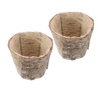 FONDOTIN 2pcs Birch Bark Tree Stump Planter Pots, Round Rustic Wood Flower Pots for Succulents and Herbs, Natural Bark Plant Containers Suitable for Indoor Houseplants and Farmhouse Decor
