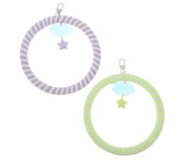 FONDOTIN 2pcs Bird Parrot Swings with Cotton Rope Rings and Cloud Star Charms Safe Non Toxic Climbing Ladder Perches for Cockatiel Lovebirds Finches Budgies Conures Easy to Install and Fit