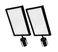 FONDOTIN 2pcs Black A4 Portrait Stanchion Sign Holders with Floor Standing Frames for Crowd Control, Queue Management, and Event Barrier Display in Offices and Public Spaces