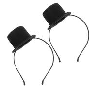 FONDOTIN 2pcs Black Tiny Top Hat Headband for Adults and Boys and Girls, Vintage 1920s Style Polyester Material with Comfortable Fit, for Victorian Weddings and Roaring 20s Celebrations