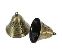 FONDOTIN 2pcs Brass Feng Shui Wind Chimes Angel Pattern Vintage Bronze Decorative Craft Bells 2.36x2.36 Inch Small Garden Door Hanging Ornaments for Home Luck Blessing