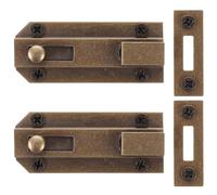 FONDOTIN 2pcs Brass French Door Security Lock, Flush Bolt Latch for Antique and Solid Wood Doors and Windows, Golden Finish, Easy to Install, High Hardness