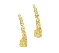 FONDOTIN 2pcs Brass Hollow Pattern Fingertip Nail Covers Long Court Style Finger Accessories for Cosplay and Performance Props