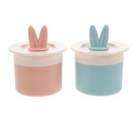 FONDOTIN 2pcs Bunny Ear Foaming Lotion Dispenser Transparent Facial Foam Maker Cups for Rich Bubble Creation Pink and Blue Cartoon Design for Effortless Face Wash Cleansing