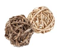 FONDOTIN 2pcs Bunny Grass Ball Rabbit Chew Toy Small Animals Play Balls Hamster Treat Toy for Rabbit Activity Play