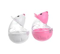 FONDOTIN 2pcs Cat Feeder Interactive Tumbler Toy with Mouse Shape Design, Automatic Snack Dispenser for Indoor Play, White and Red Pet Supplies for Cats