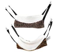FONDOTIN 2pcs Cat Hammock Bed Warm Hanging Pet Hut for Animals Durable Comfortable Design for Bunnies Hamsters Leopard Tiger Print