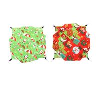 FONDOTIN 2PCS Christmas Hamster Hammock Set, Warm Cotton Hanging Bed for Small Pets, Includes Green and Red Hamster Swing Nests, Suitable for Winter Use