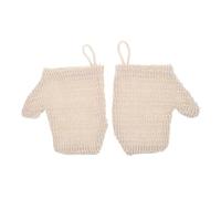 FONDOTIN 2pcs Cotton Linen Exfoliating Mitts Dual-sided Bath Gloves for Gentle to Deep Cleaning Reusable Shower Scrub Gloves for Men and Women Soft Body Exfoliator