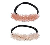 FONDOTIN 2Pcs Crystal Hair Donut Bun Maker Elegant Hair Styling Tool for Women with Beaded Design Keeps Updo Neat for Daily Activities and Special Occasions