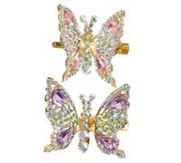 FONDOTIN 2pcs Diamond Butterfly Hair Clips for Women Metal Decorative Hair Accessories with Sparkling Pink and Purple Rhinestones for Stylish Looks