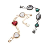 FONDOTIN 2pcs Diy Phone Case Charms Chain with Heart-shaped Pearl Gemstone Pendants Mobile Phone Shell Hanging Chain for Women