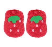 FONDOTIN 2pcs Dog Strawberry Clothes Winter Pet Apparel Rabbit Pattern Warm Puppy Outfit for Small Comfort
