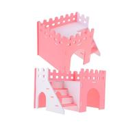 FONDOTIN 2pcs Double-layer Hamster Villa House with Ladder Scratch-resistant Hideout for Dwarf Hamsters Gerbils Mice Spacious Safe Hideaway for Small Pets Pink Large Cage Accessory