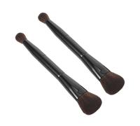 FONDOTIN 2pcs Dual-ended Contour Makeup Brushes Soft Hairline Foundation Blush Blending Tools for Liquid and Powder Cosmetics Travel-friendly Black