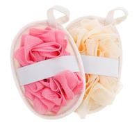 FONDOTIN 2pcs Dual Sided Bath Loofah Scrubber for Men and Women Exfoliating Natural Loofah Body Pad with Rich Lather Skin Cleansing and Dead Skin Removal Shower Sponges