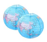 FONDOTIN 2pcs Earth Shaped Paper Lanterns Folding World Map Hanging Decorations for Space Theme Party Indoor Outdoor Use Metal Paper Craft
