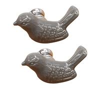 FONDOTIN 2Pcs European Style Ceramic Cabinet Handle Modern Cartoon Single Hole Pull Bar Knobs for Closet Drawer Grey Silver Finish Retro Craftsmanship for Home Decoration