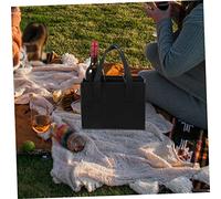 FONDOTIN 2Pcs Felt Wine Bottle Tote Bag with Compartments Red Wine Carrier Pouch for Beer Juice Cocktail Bottles Portable Storage Organizer for Party Picnic Gift