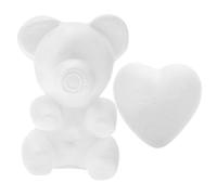 FONDOTIN 2pcs Foam Craft Molds Bear and Heart Shapes for DIY Flower Arrangement, 30cm White Bear and 15cm Heart Foam Models for Valentine’s Day Floral Decor