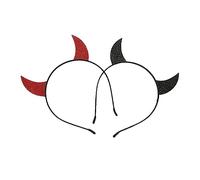 FONDOTIN 2Pcs Halloween Devil Horns Headbands Sequin Hair Hoops for Party Cosplay Costume Accessories Handmade Rhinestone Design for Adults for Birthday Masquerade Carnival and Night Events
