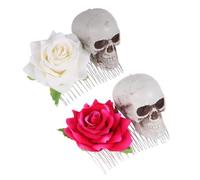 FONDOTIN 2pcs Halloween Hair Combs Rose Skeleton Hairpin Clips Lightweight Comfortable Party Headwear for Cosplay Festivals Carnivals
