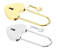 FONDOTIN 2pcs Heart Shape Mini Padlocks with Keys for Diary Book Jewelry Box Suitcase Travel Multipurpose Locking Security Locks for Couples Anniversary