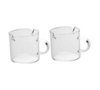 FONDOTIN 2pcs High Borosilicate Glass Espresso Shot Cups Double Spout Non Drip Coffee Pitchers with Handle for Precise Pouring Heat Resistant Clear Espresso Milk Frothing Glasses for Home