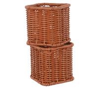 FONDOTIN 2pcs Imitation Rattan Tableware Storage Box Handwoven Utensil Basket for Kitchen Countertop Cutlery Organizer Holder for Forks Spoons Chopsticks Easy-clean Flatware Storage Case