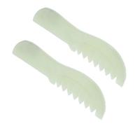 FONDOTIN 2pcs Jade Scalp Massage Comb for Hair and Skin Care Ergonomic Green Gua Sha Tool for Gentle Exfoliating Blood Flow Stimulation Relaxation and