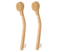 FONDOTIN 2Pcs Long Handle Body Brushes for Shower and Dry Brushing Soft Bristle Exfoliating Massage Scrubber for Suitable for Elderly and Disabled