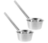 FONDOTIN 2pcs Long Handle Stainless Steel Soup Ladles 12cm Kitchen Serving Spoons Silver Sturdy Kitchen Utensils for Soup and Food Distribution