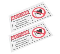 FONDOTIN 2Pcs Magnetic Field Warning Stickers 5 X 10 Inch Adhesive Caution Decals for Dangerous Areas No Metal Implants Safety Signs for Workplace and Hospital Use