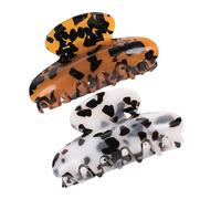 FONDOTIN 2pcs Marble Pattern Hair Clip Acrylic Hair Claw for Lady Girls Styling Tool