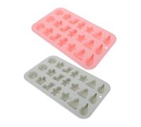 FONDOTIN 2pcs Mini Christmas Baking Molds Silicone Non-Stick Cookie Chocolate Tray with Santa Tree Gingerbread Man Boot Wreath Designs for Festive Holiday Baking