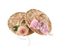 FONDOTIN 2pcs Mini Hat for Chicken Parrot Bird Funny Tiki Party Sun Bucket Cap Tiny Woven Hats for Tea Party Dress up Toy Cosplay Accessories