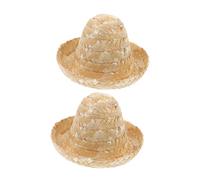 FONDOTIN 2pcs Mini Straw Doll Hats Lightweight Miniature Craft Caps for DIY Decorations Western Theme Party Accessories for Dolls and Tiny Ornaments