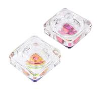 FONDOTIN 2pcs Nail Art Crystal Glass Cup Lid for Nail Liquid Powder Container for Manicure Spa Bowl