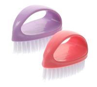 FONDOTIN 2pcs Nail Dust Cleaning Brush with Dense Firm Bristles Ergonomic Handle Manicure Pedicure Scrubber for Removing Nail Art Residue and Finger Stain Suitable for Women Nordic Purple