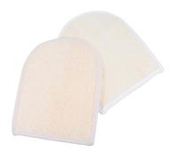 FONDOTIN 2Pcs Natural Loofah Exfoliating Gloves Bath Skin Care Mitts for Men Women Adults Gentle Dual-sided Body Scrubber for Smooth Skin Portable Shower Spa Accessories