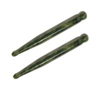 FONDOTIN 2pcs Natural Xiuyan Jade Gua Sha Massage Tools for Face and Eye Puffiness Reduction Acupressure Pen for Deep Tissue and Reflexology Full Body Muscle Scraping and Relaxation