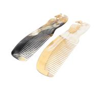 FONDOTIN 2pcs Ox Horn Comb with Phoenix Modelling for Hair Smoothing and Antistatic Effect, Unique Carved Retro Style Hair Scalp Massager Suitable for Everyday Use Color Assorted style