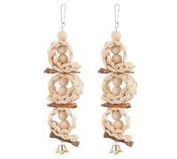 FONDOTIN 2pcs Parrot Chew Toys Bird Swing Parakeet Plaything Made of Natural Corn Husk and Bark for Bird Cage Parrot Toys